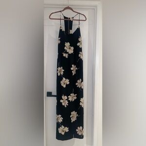 Black Floral V-Neck Maxi Dress